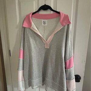 Gray and Pink Hooded Sweater